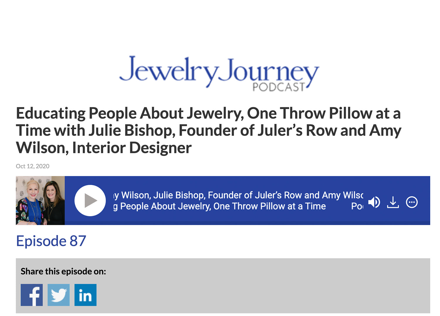 Jewelry Journey Podcast with Sharon Berman