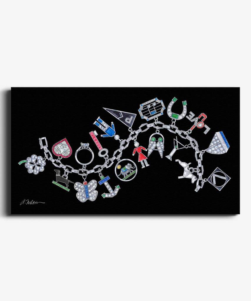 Bracelet De Naissance Charmant Style Art Déco - Monogramme JB - Doré, émaillé - Occasion