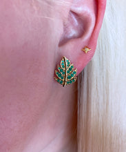 Green Onyx Leaf Earrings