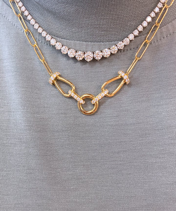White Zirconia Buckle Chain