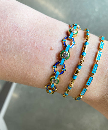 White Zirconia & Enamel Link Bracelet