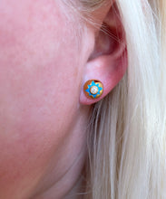 Domed Enamel Star Earrings
