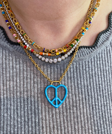 Enamel Heart Peace Necklace