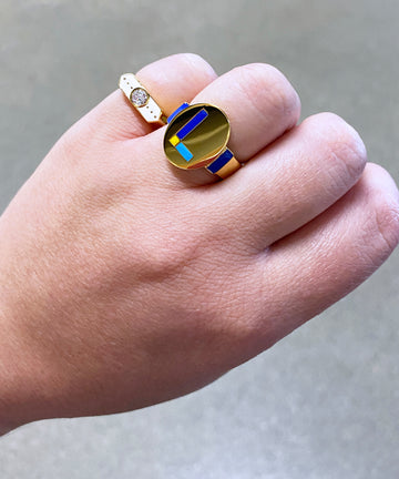 Centered Enamel Signet Ring