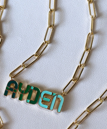 Ombre Nameplate Enamel Necklace