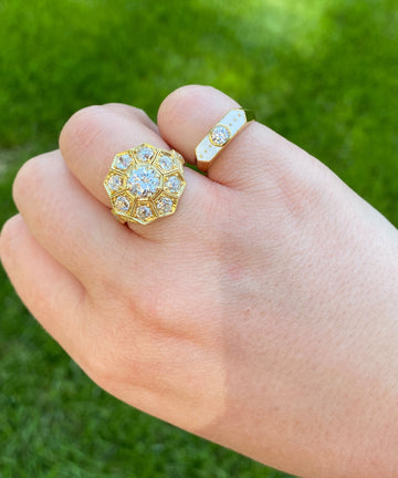 Centered Enamel Signet Ring