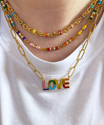 Barrel Enamel Chain Necklace