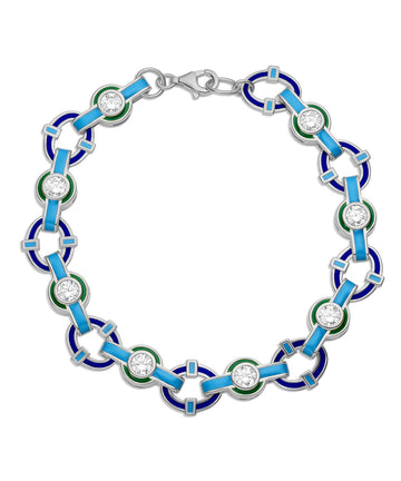 White Zirconia & Enamel Link Bracelet