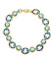 White Zirconia & Enamel Link Bracelet