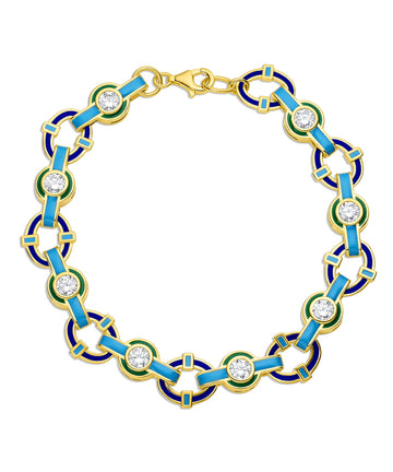 White Zirconia & Enamel Link Bracelet