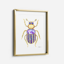 Bug Brooch Watercolor Rendering in Yellow Gold and Jasper printed on Paper