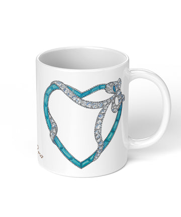Turquoise & Diamond Heart Coffee Mug