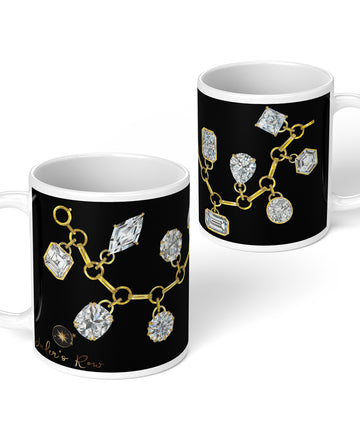 Diamond Charm Bracelet on Black Coffee Mug