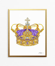 Amethyst, Diamond & Pearl Crown Watercolor on Paper
