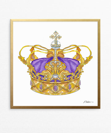 Amethyst, Diamond & Pearl Crown Watercolor on Paper