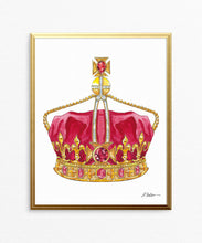 Ruby & Diamond Crown Watercolor on Paper