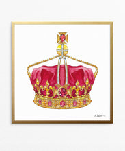 Ruby & Diamond Crown Watercolor on Paper