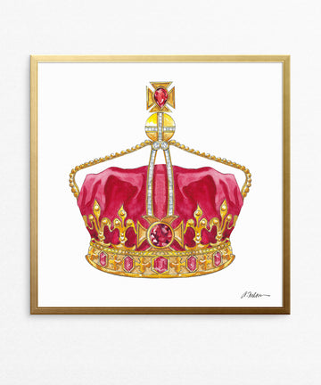 Ruby & Diamond Crown Watercolor on Paper