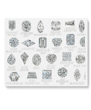 Diamond Shapes with Names Watercolor Rendering printed on Canvas