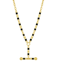 "Y" Necklace with Enamel Barrel Links