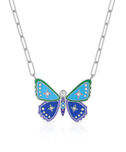 Enameled & Zirconia Butterfly Necklace