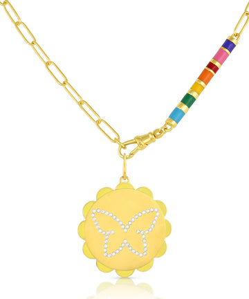 Zirconia & Enamel Butterfly Pendant