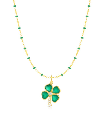 Green Onyx Clover Pendant