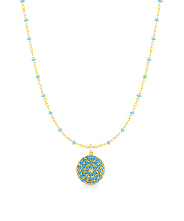 Turquoise & Zirconia Dome Pendant
