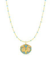 Turquoise & Zirconia Owl Pendant