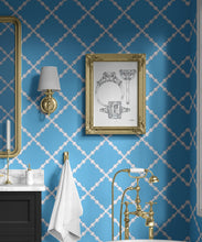 Pearl Lattice on Blue Wallpaper