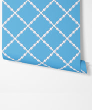 Pearl Lattice on Blue Wallpaper