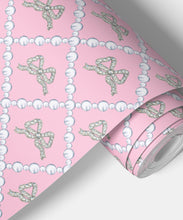 Pearl Lattice with Bows Wallpaper