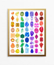 Rainbow Gemstone Series I Watercolor Rendering Printed On Paper