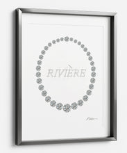 Old European Cut Diamond Riviére Watercolor Rendering printed on Paper