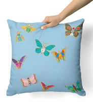 Blue Flying Butterfly & Bug Pillow