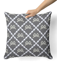 Charcoal Pearl Lattice with Bows Pillow