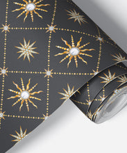 Victorian Star Grey Lattice Wallpaper