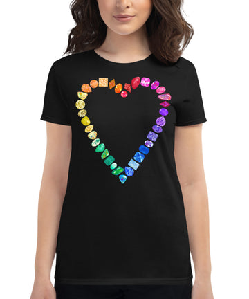 Rainbow Gemstone Heart Tee