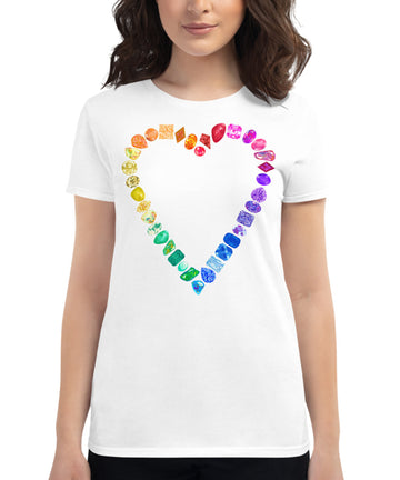 Rainbow Gemstone Heart Tee