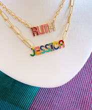 Rainbow Nameplate Enamel Necklace