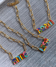 Rainbow Nameplate Enamel Necklace