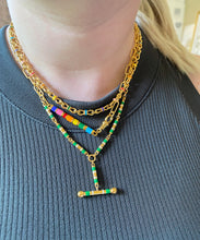 "Y" Necklace with Enamel Barrel Links