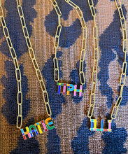 Rainbow Nameplate Enamel Necklace