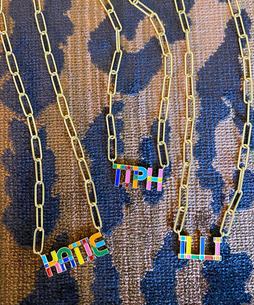 Rainbow Nameplate Enamel Necklace