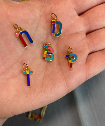 Small Enamel Initial Charms, A-N