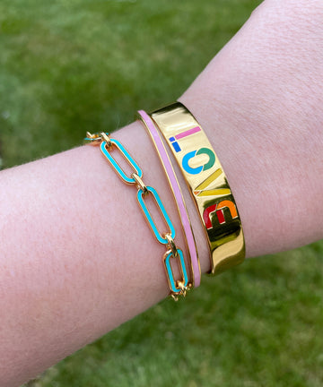 Rainbow LOVE Cuff Bracelet