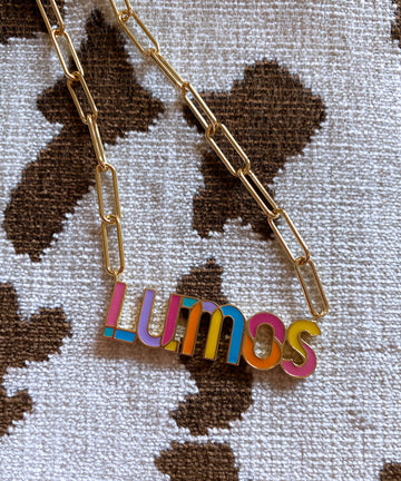 Rainbow Nameplate Enamel Necklace