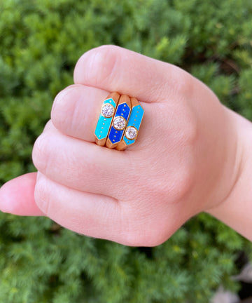 Centered Enamel Signet Ring