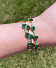 Green Onyx & Enamel Link Bracelet