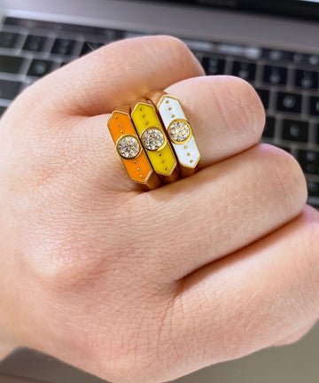 Centered Enamel Signet Ring